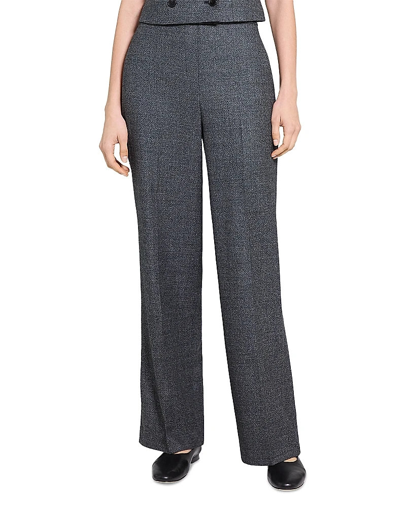 Theory Wool Wide Leg Pull On Pants