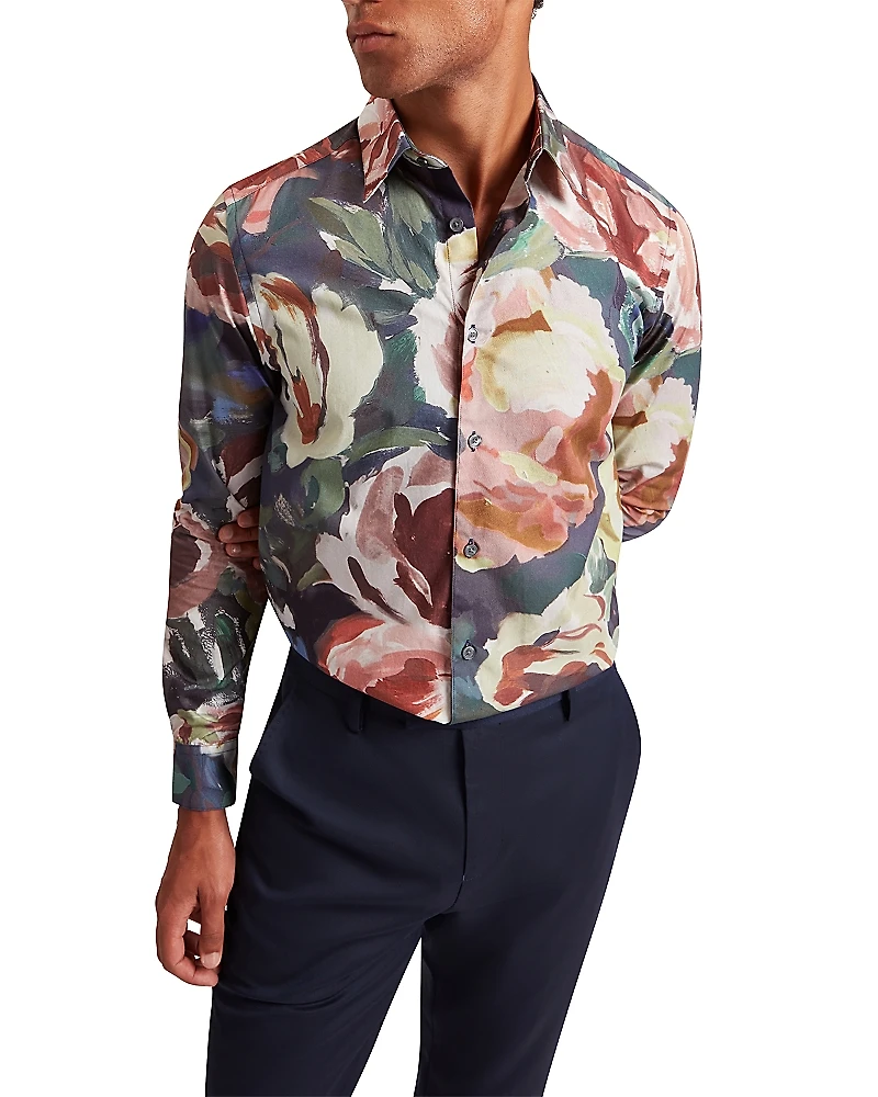 Ted Baker Brynhil Regular Fit Large Painted Floral Shirt