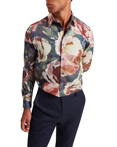 Ted Baker Brynhil Regular Fit Large Painted Floral Shirt