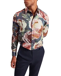 Ted Baker Brynhil Regular Fit Large Painted Floral Shirt