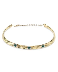 Alberto Milani 18K Yellow Gold Via Giardino Stone & Diamond Tubogas Triple Domed Collar Necklace