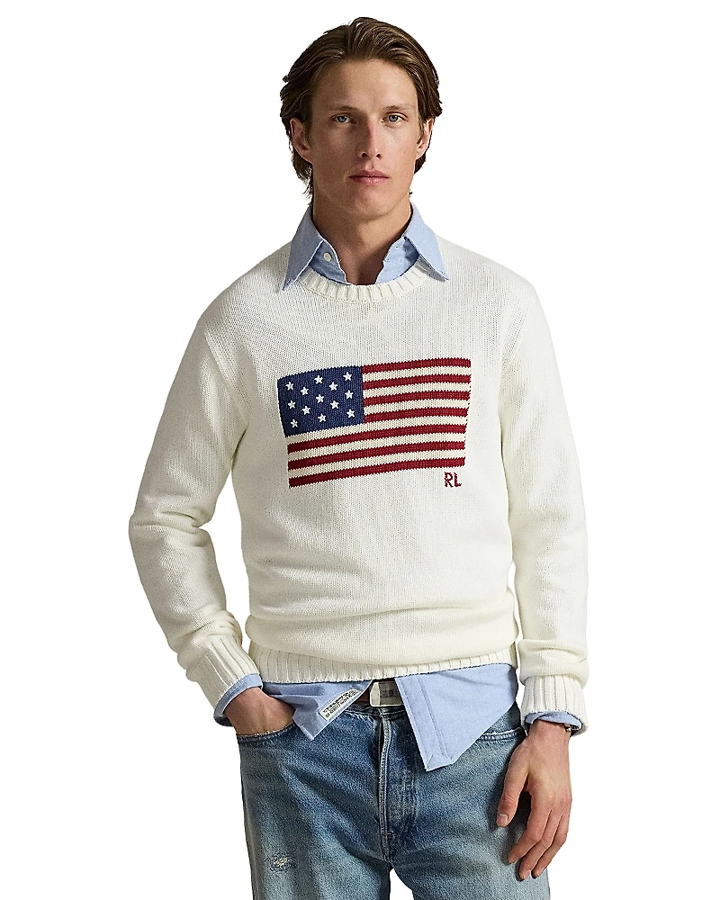 Polo Ralph Lauren Cotton American Flag Regular Fit Crewneck Sweater