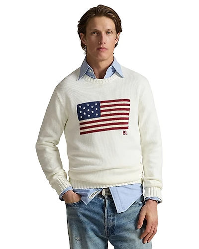 Polo Ralph Lauren Cotton American Flag Regular Fit Crewneck Sweater