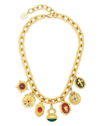 Ben Amun Mixed Color Stone Charm Statement Necklace, 17