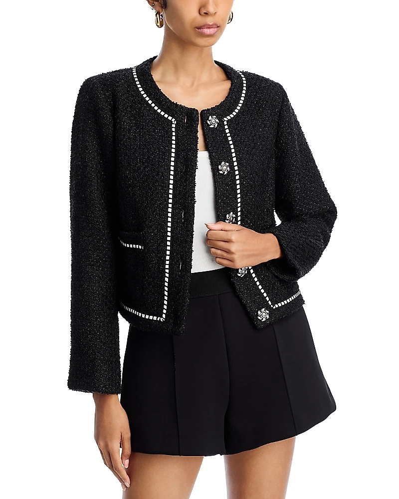 Aqua Contrast Stitch Tweed Jacket - Exclusive