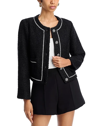 Aqua Contrast Stitch Tweed Jacket - Exclusive