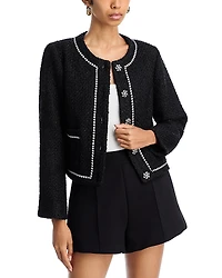 Aqua Contrast Stitch Tweed Jacket - Exclusive