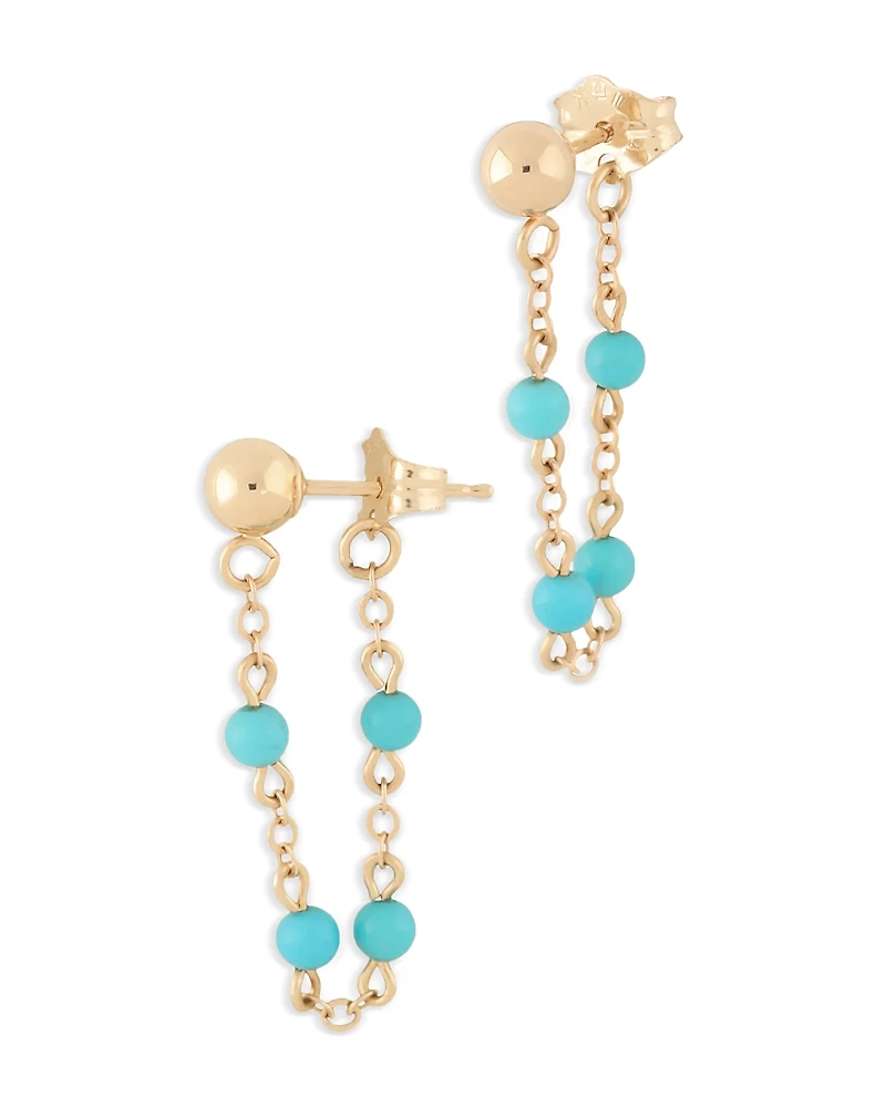 Bloomingdale's Fine Collection Turquoise Bead & Chain Front to Back Earrings