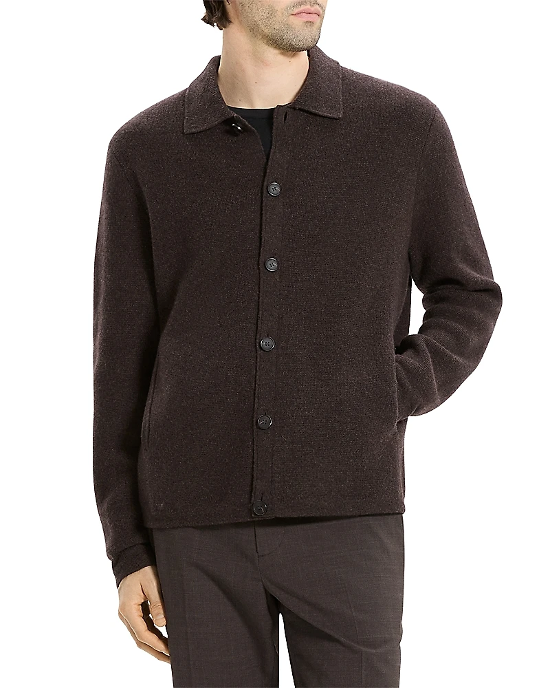 Theory Cameron Corded Cashmere Button Sweater