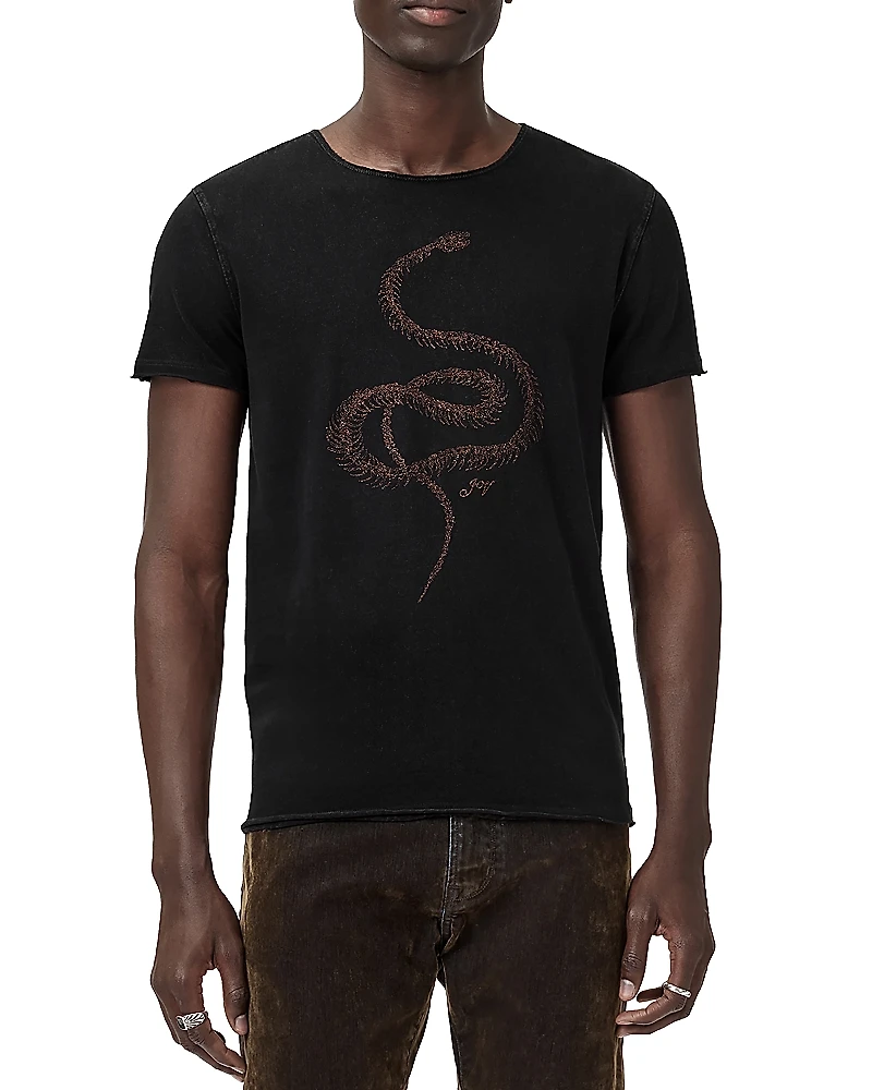 John Varvatos Raw Edge Fine Line Embroidered Tee