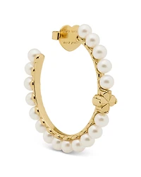 kate spade new york Spade Flower Imitation Pearl Medium Hoop Earrings, 1.375