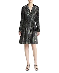 Vince Grape Vine Crushed Satin Shirt Dress