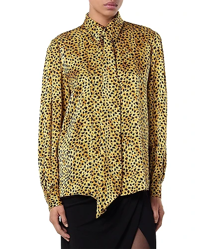 Versace Silk Cheetah Print Blouse