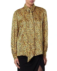 Versace Silk Cheetah Print Blouse