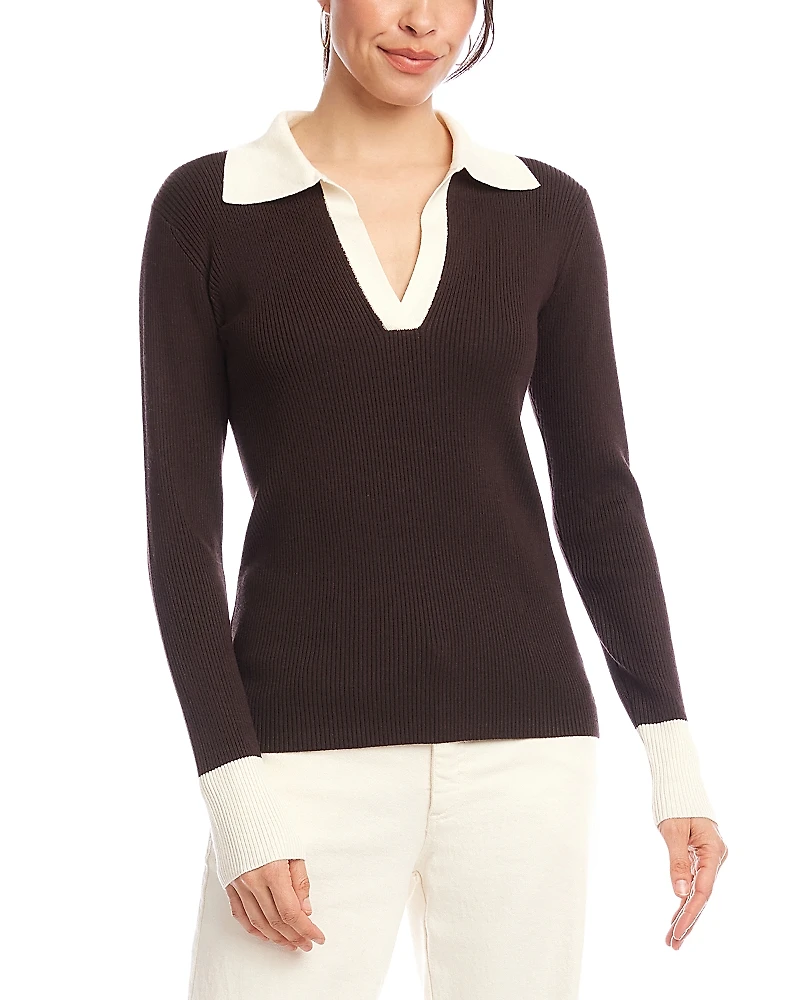 Karen Kane Collared Ribbed Sweater