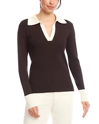 Karen Kane Collared Ribbed Sweater