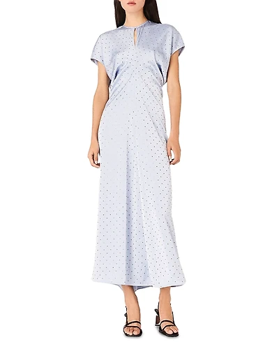 Maje Ribrilt Studded Satin Maxi Dress