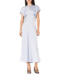 Maje Ribrilt Studded Satin Maxi Dress