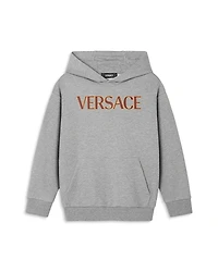 Versace Unisex Melange Fleece Logo Print Hooded Sweatshirt - Little Kid, Big Kid