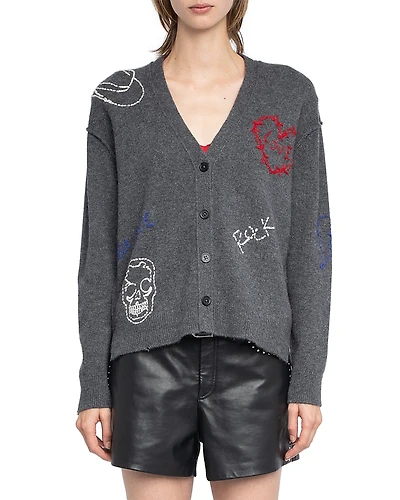 Zadig & Voltaire Mirkaz Cashmere V Neck Cardigan Sweater