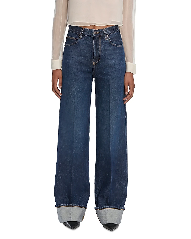 Frame The Cuffed Wide Leg Jeans