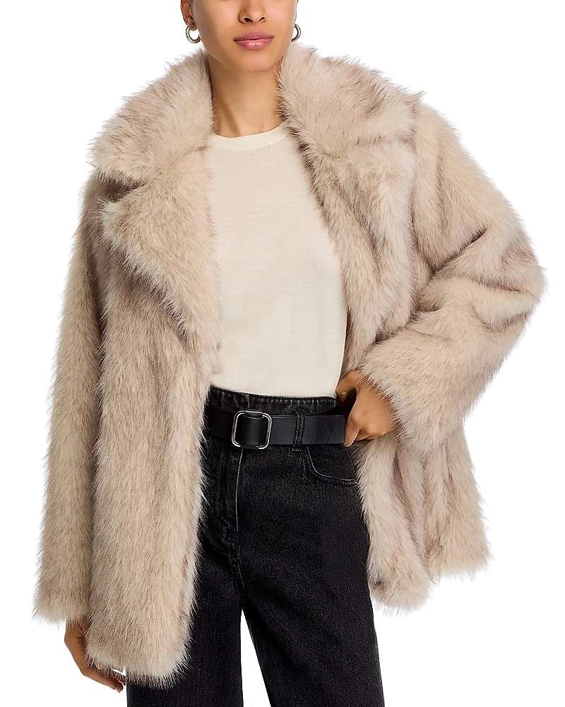 Steve Madden Kindra Faux Fur Big Collar Coat