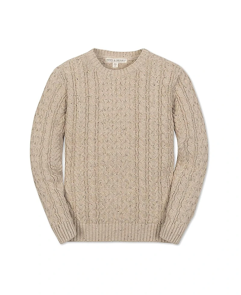 Hope & Henry Boys' Organic Long Sleeve Fisherman Cable Pullover Sweater - Little Kid, Big Kid