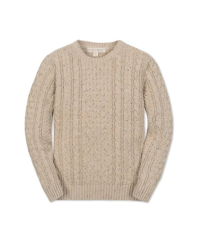 Hope & Henry Boys' Organic Long Sleeve Fisherman Cable Pullover Sweater - Little Kid, Big Kid