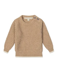 Hope & Henry Boys' Organic Long Sleeve Crewneck Sweater with Buttons - Little Kid, Big Kid