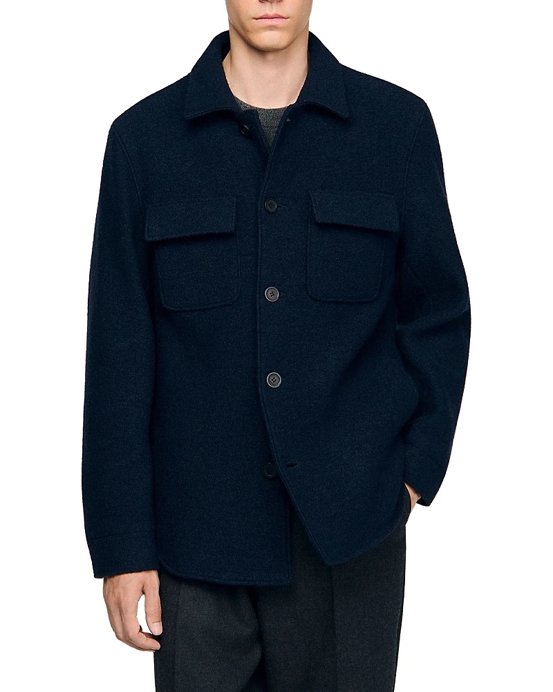 Sandro Wool Boucle Shirt Jacket