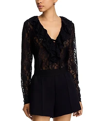 Steve Madden Elvie Ruffle Front Lace Top