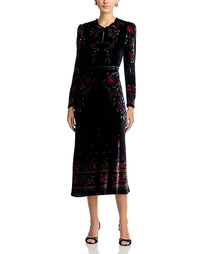 Saloni Claudia Velvet Midi Dress