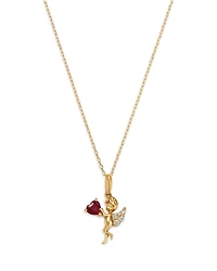 Bloomingdale's Fine Collection Ruby & Diamond Cupid Heart Pendant Necklace