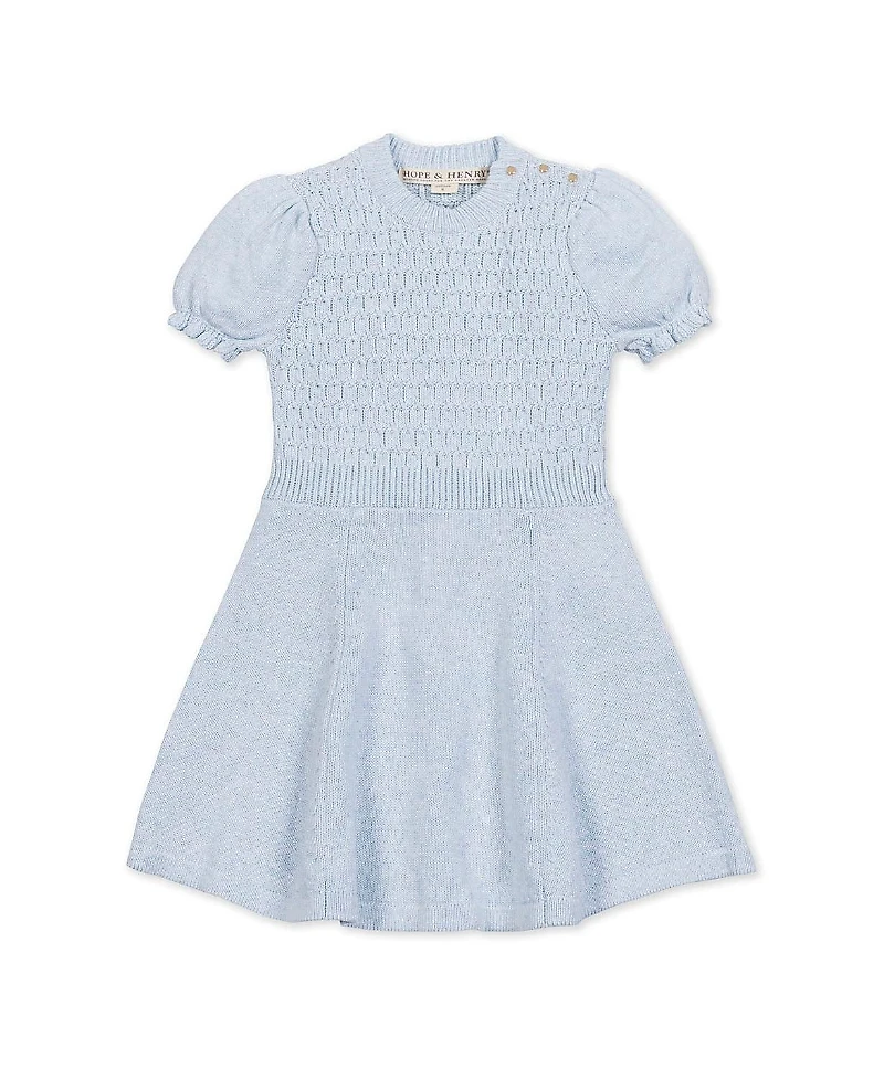 Hope & Henry Girls' Organic Puff Sleeve Sweater Dress - Little Kid, Big Kid