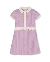 Hope & Henry Girls' Organic Short Sleeve Collared Button Front Sweater Dress - Little Kid, Big Kid