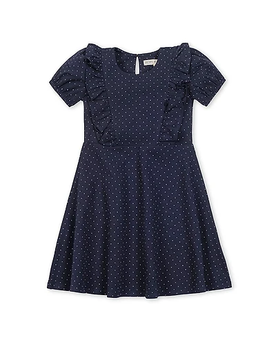 Hope & Henry Girls' Organic Short Sleeve Knit Ruffle Dress - Little Kid, Big Kid