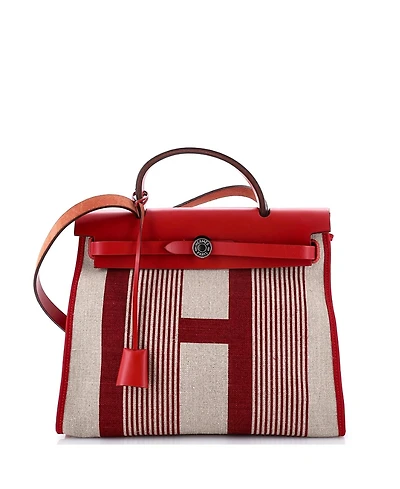 Pre-Owned Hermes 31 Herbag Zip H Vibration Toile and Leather