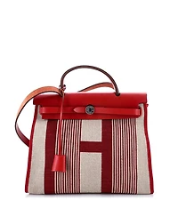 Pre-Owned Hermes 31 Herbag Zip H Vibration Toile and Leather