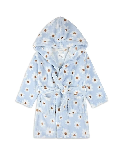 petit lem Girls' Daisy Print Plush Hooded Robe