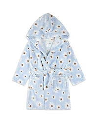 petit lem Girls' Daisy Print Plush Hooded Robe