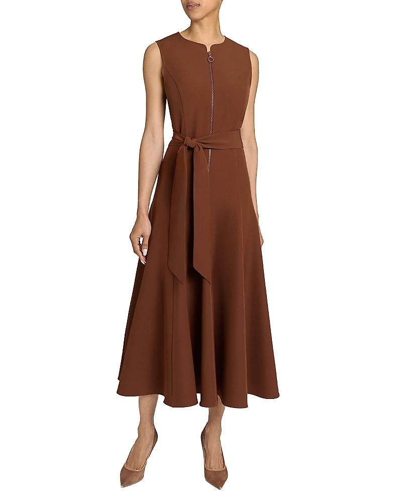 Santorelli Sunny Sleeveless Midi Dress with Front Zipper