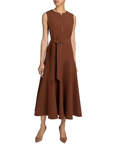 Santorelli Sunny Sleeveless Midi Dress with Front Zipper