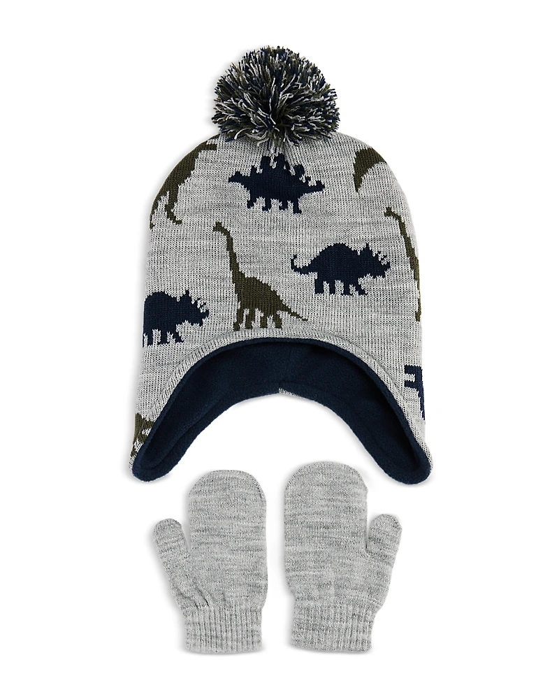 Capelli Boys' Jacquard Earflap Hat & Mittens Set - Little Kid
