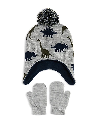 Capelli Boys' Jacquard Earflap Hat & Mittens Set - Little Kid
