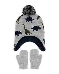 Capelli Boys' Jacquard Earflap Hat & Mittens Set - Little Kid