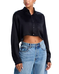 alexanderwang. t Silk Cropped Boyfriend Shirt