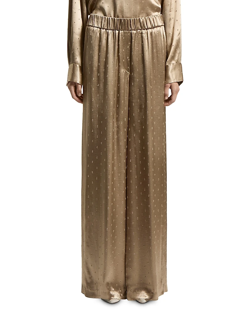 Peserico Satin Eyelet Wide Leg Pants