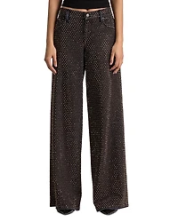 Alice and Olivia Amazing Low Rise Embellished Wide Leg Jeans