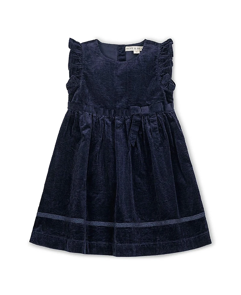 Hope & Henry Girls' Organic Corduroy Flutter Sleeve Jumper Dress - Little Kid, Big Kid