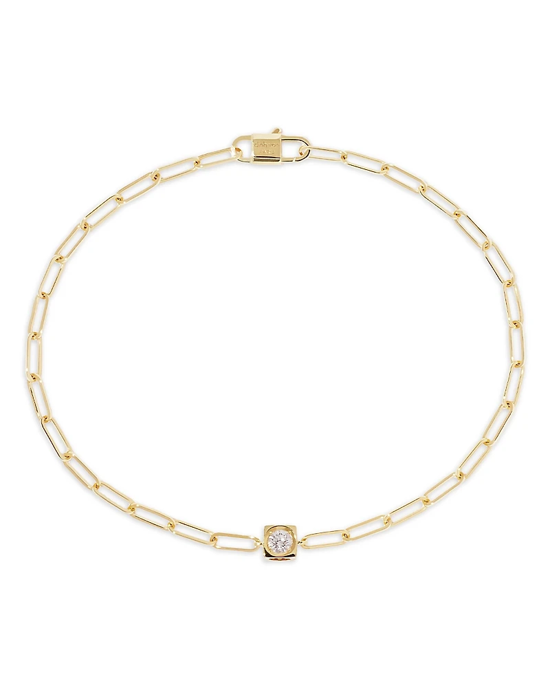 Dinh Van Diamond Cube Charm Chain Link Bracelet